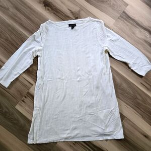 J.Jill Wearever Collection Cream White Textured 3/4 Sleeve Top Size XSP